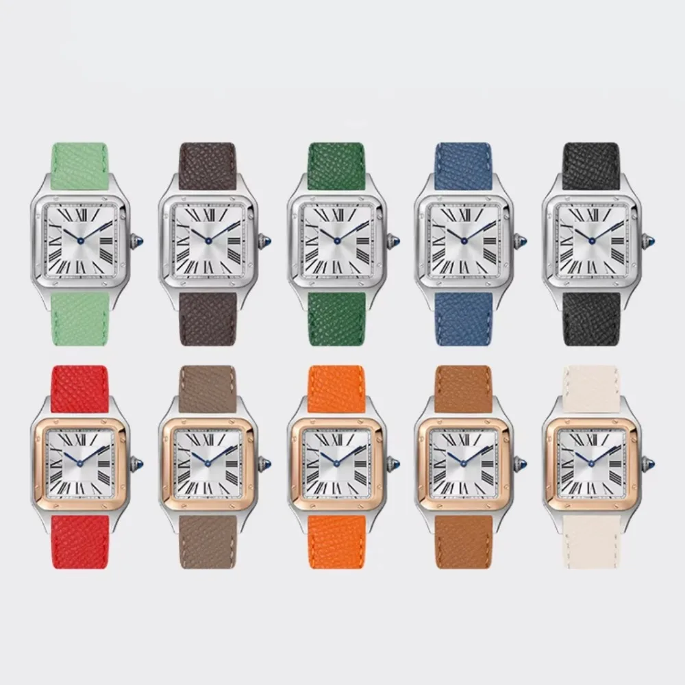 For Cartier Santos Dumont 15.5mm 17.5mm 19mm Genuine Palm Print Cowhide Leather Watch Strap Fit With Steel Quick Release