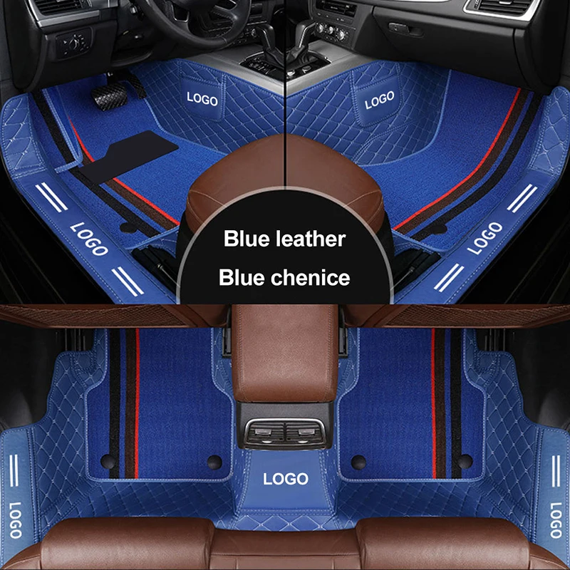 Leather Customization Double-Deck Car Floor Mat For Fiat All Medels 500 500L 2007-2014 Punto Bravo Viaggio Freemoauto Car Carpet