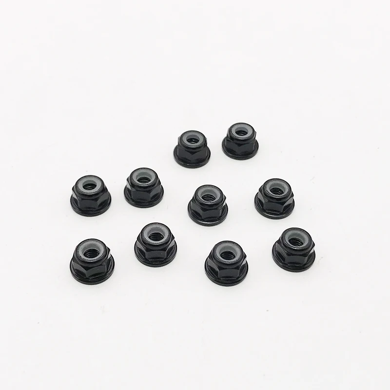 10 stücke M3/M4 Aluminium Legierung Flansch Nylon Einsatz Kontermutter Selbst-locking Mit Anti-skid Gummi ring Für RC Auto Scx10 Traxxas Rad