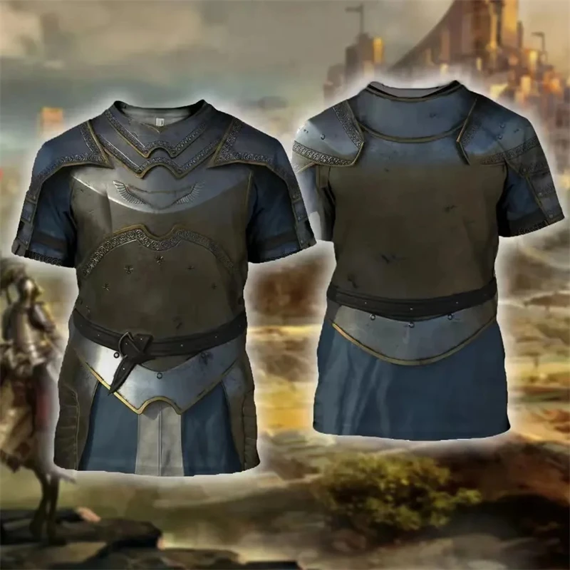 2024 New Knight Armor 3D Print T Shirts Knights Templar Harajuku Short-sleeve Unisex T-shirt Summer Oversized O Neck Tops Male