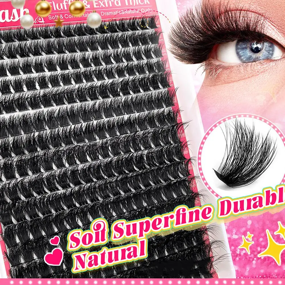 168PCS Individuale Estensione Ciglia Finte 100D Spessore Soffici Cluster D Curl Wispy Individuale Ciglia Strumento di Trucco Quotidiano