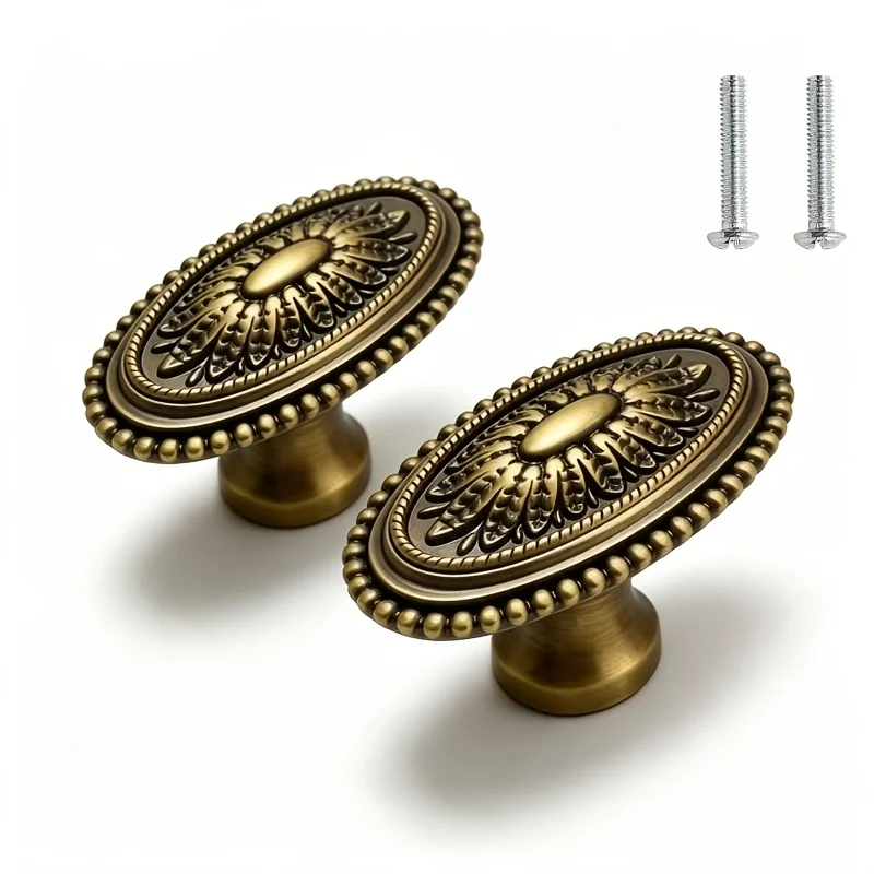 High-End Solid French-Style Antique Bronze Single-Hole Handles Furniture Handles for Wardrobes, Cabinets, and Drawers