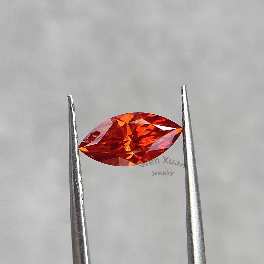 Marquise Cut Bright Orange Color VVS1 Loose Moissanite Stone Gemstone 5x10-7x14mm 1ct 2ct 3ct GRA Certificate Best Quality