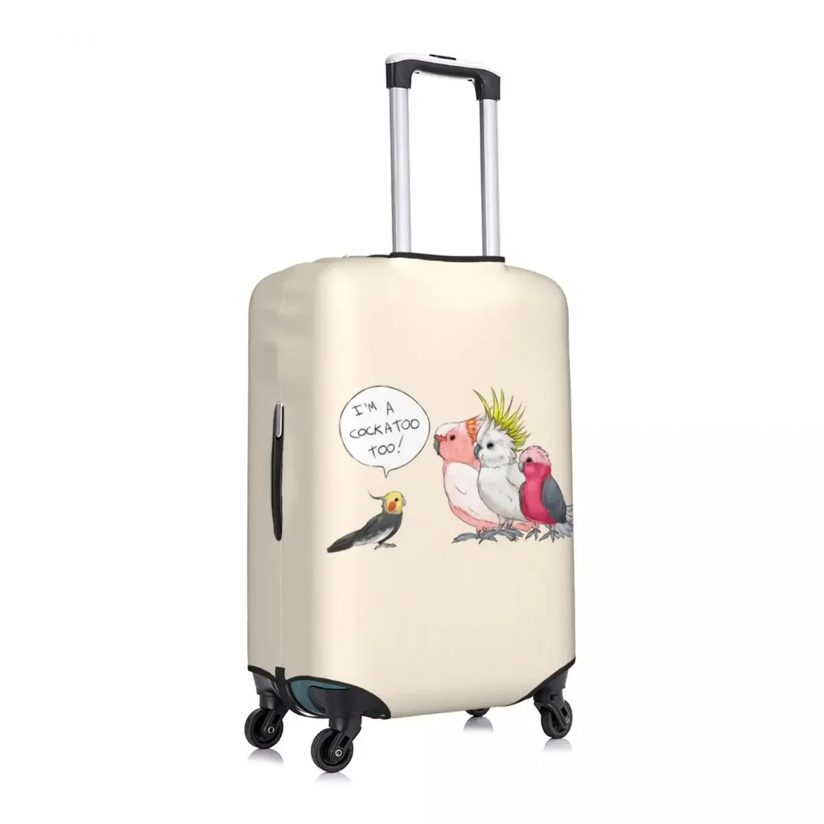 Custom Funny Cockatoo Cockatiel Luggage Cover Elastic Parrot Birds Travel Suitcase Protective Covers Suit For 18-32 inch