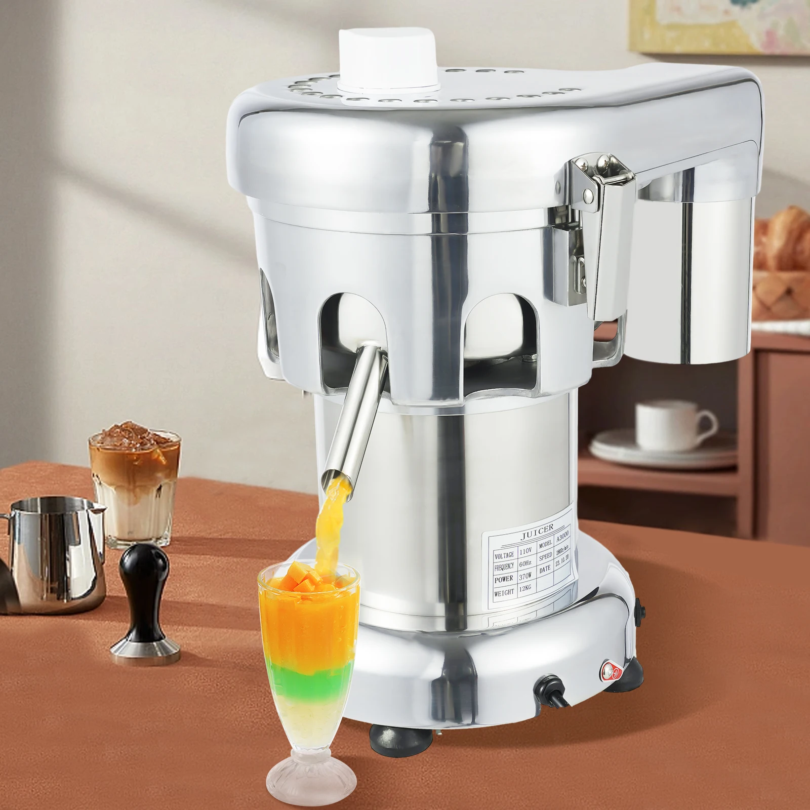 Commercial Juice Extractor Stainless steel Heavy Duty Juicer Machine Electric Fruit and Vegetables Juice Maker 110V 370W
