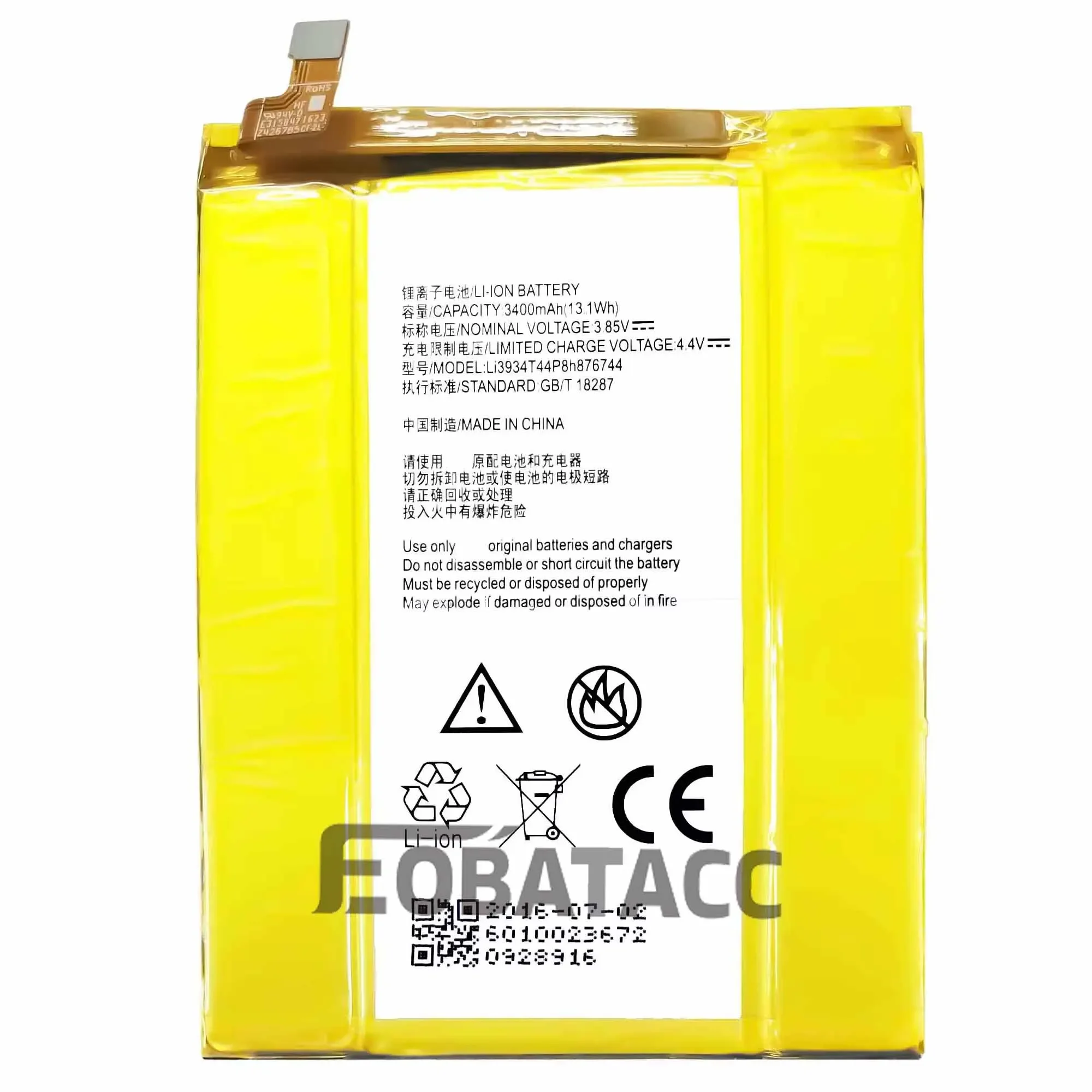 EOTABACC 100% New Original Battery Li3934T44P8h876744 For ZTE Z981 Battery +Tools