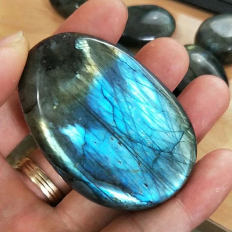 Natural Crystal Moonstone Raw Gemstone Ornament Polished Quartz Labradorite Handicraft Fish Tank Decorating Stone Healing Stone view 6