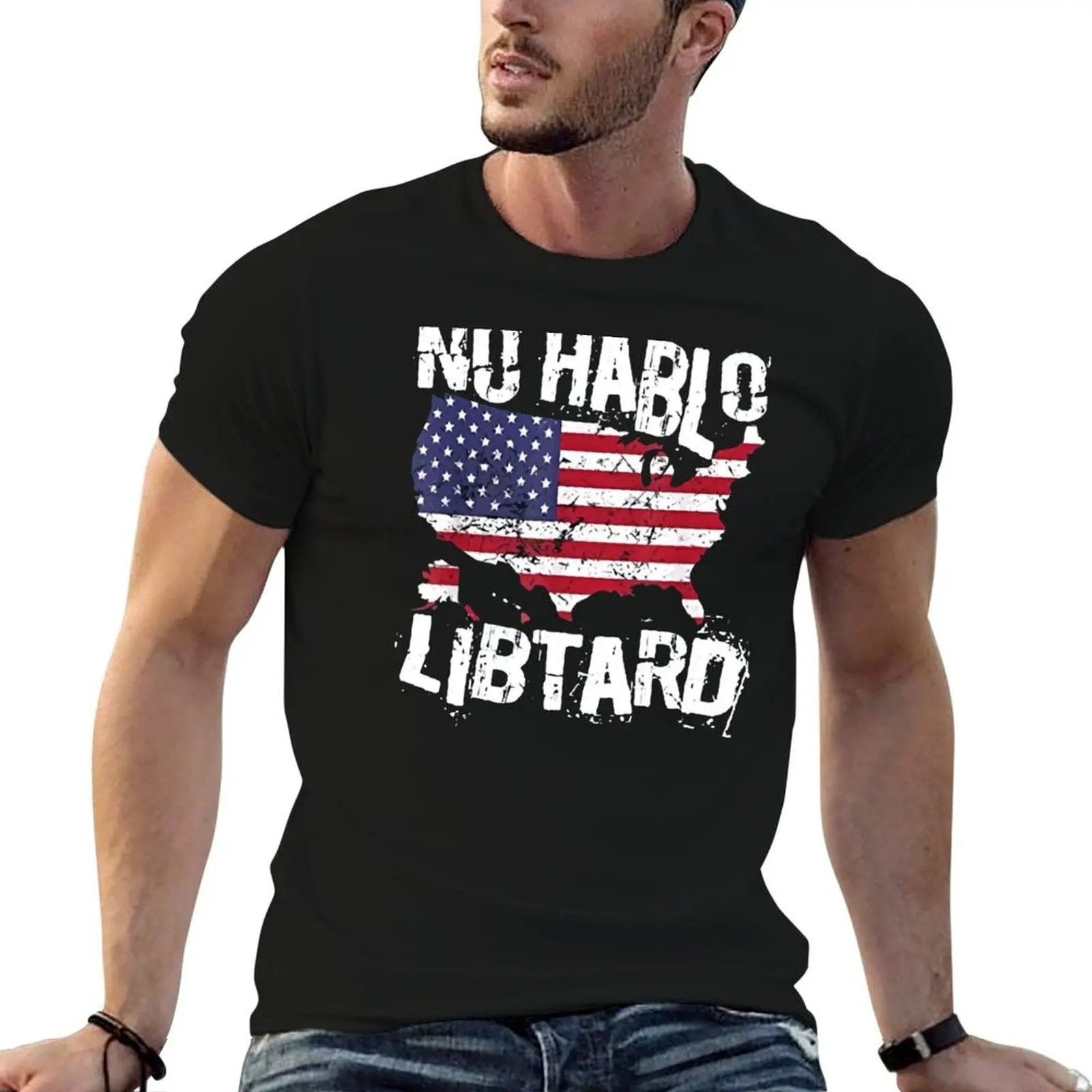Check-Out No-Hablo-Libtard-Flag-Men-T-Shirt Fitness Quick Dry Short Sleeve Top