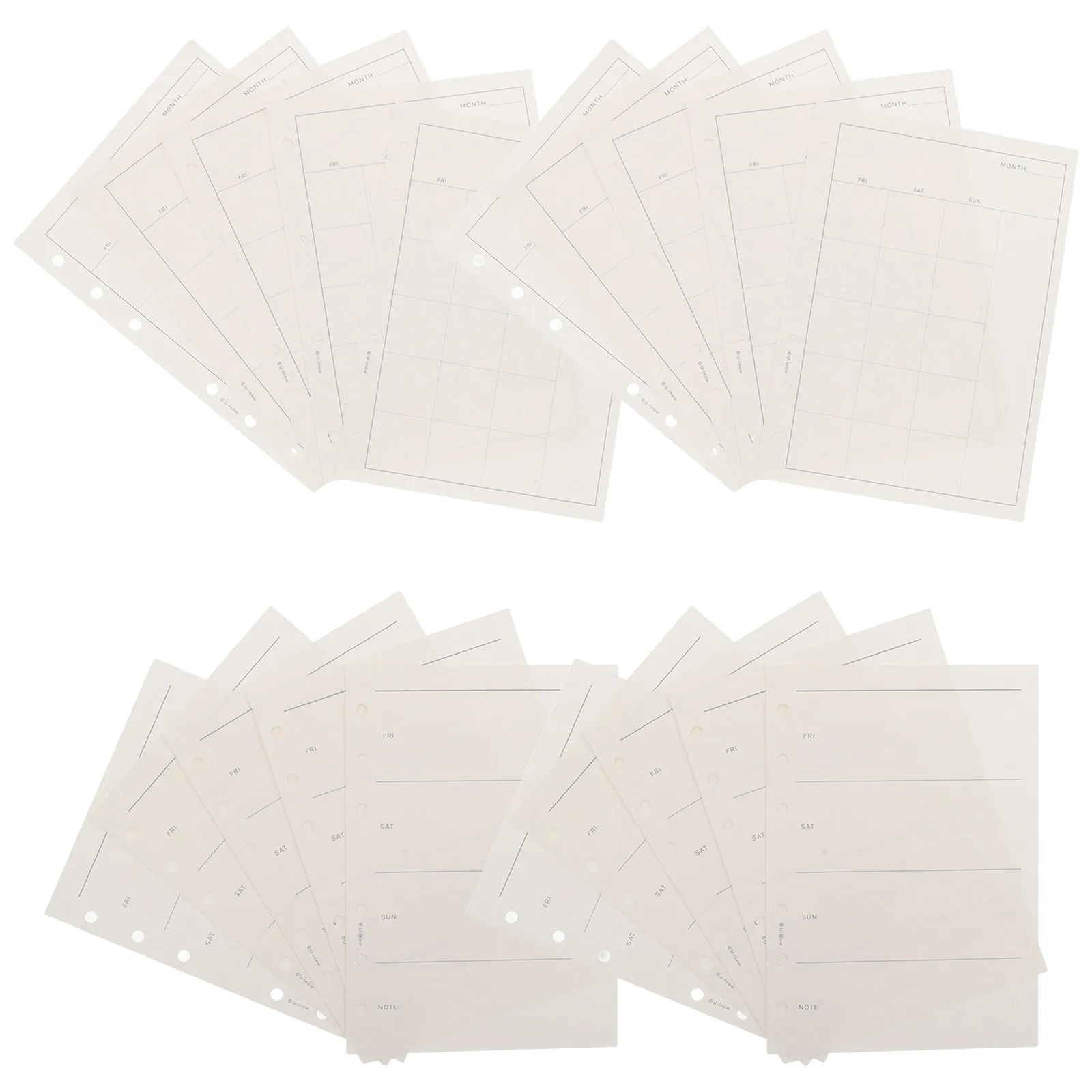 

Сменные листы для еженедельного и ежемесячного планировщика формата А6, без дат, с 6 отверстиями, для офиса