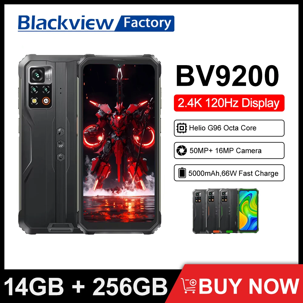 2023 BLACKVIEW BV9200 14GB 256GB 66W Fast Charge Rugged Smartphone 120Hz Screen Cellphone 50MP Camera Android 12 Mobile Phone