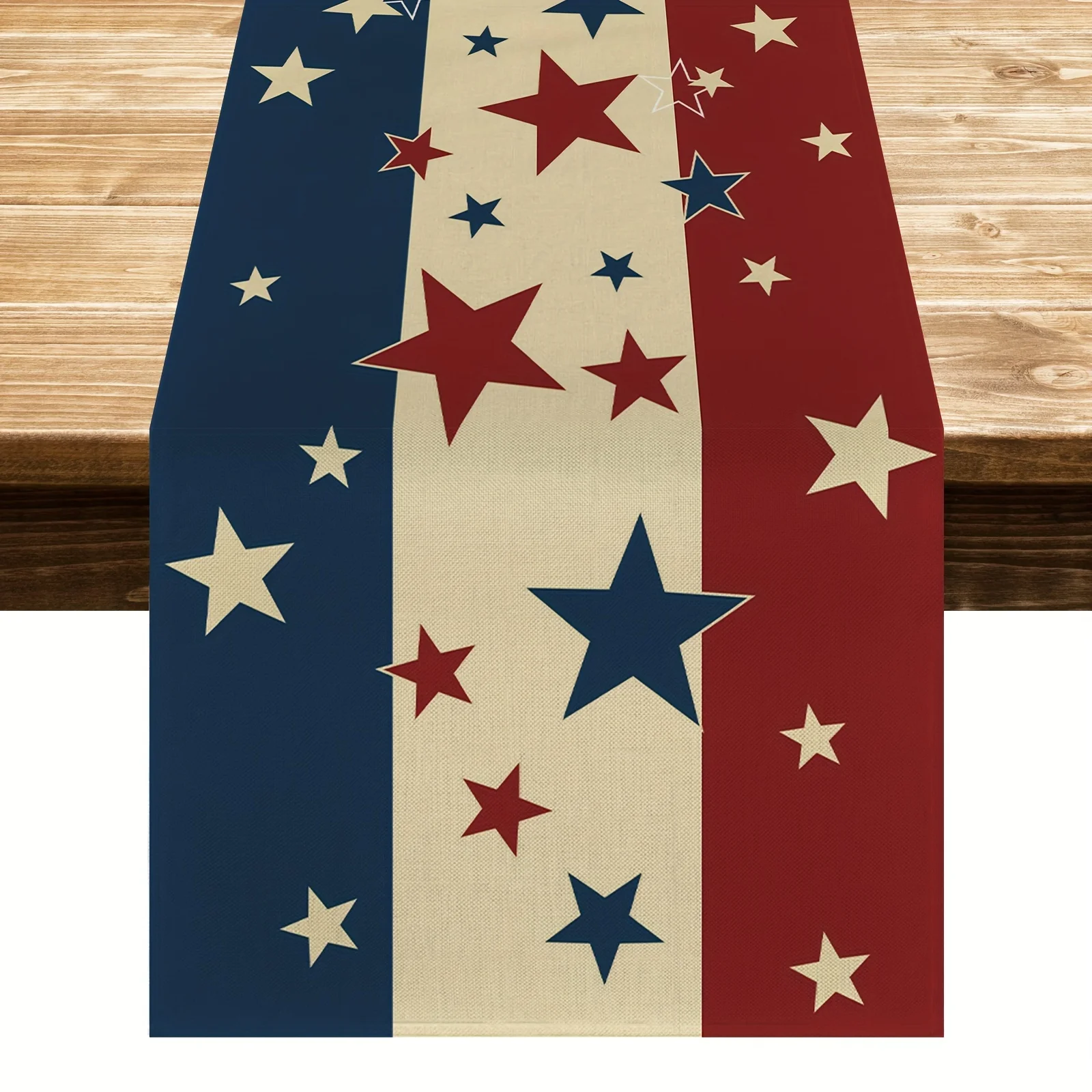 1pc Patriotic American Flag Star Table Runner Luxurious Linen Table Cloth Festive Party Dinner Decor for Home Supplies