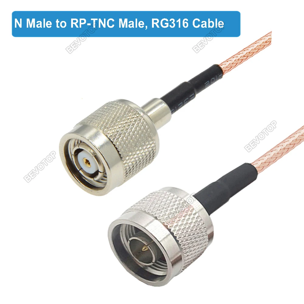 BEVOTOP Low Loss RF Coaxial Cable RG316 N Male to RP-TNC Female 50 Ohm RF Coax Pigtail Jumper High Quality Fast ship 10CM~20M