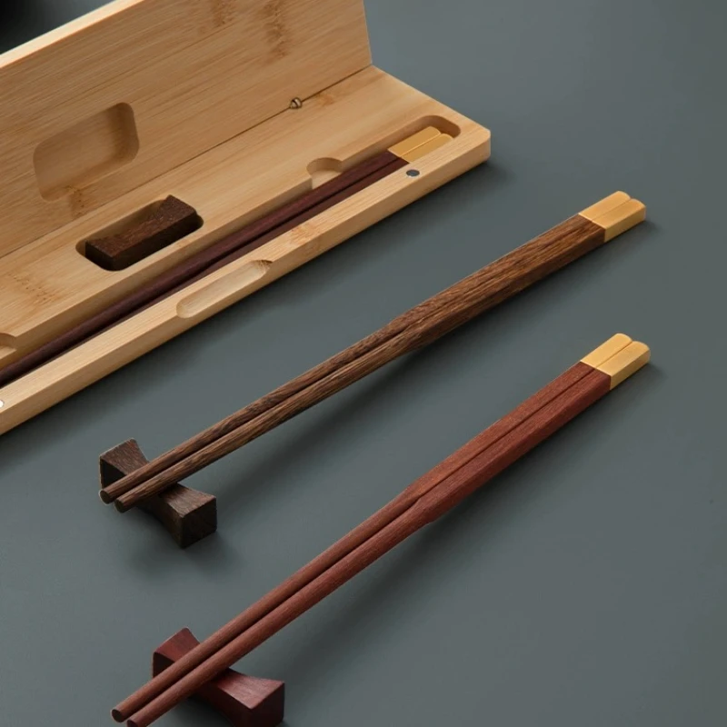 Wooden Chopsticks Set Chopsticks Holder Portable Storage Wooden Box Lacquerless Waxless Natural Material Chinese Creative Gifts