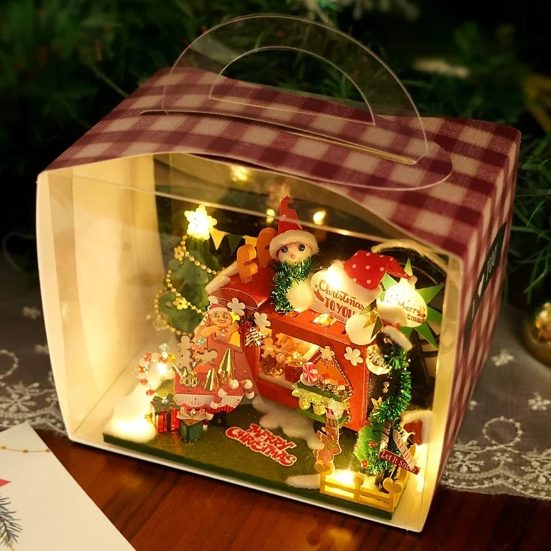 Christmas Gift Diy Dollhouse  miniatures Tiny Houses Doll House miniaturas Home Toys Birthday Gifts Scene of the Magic Detecti