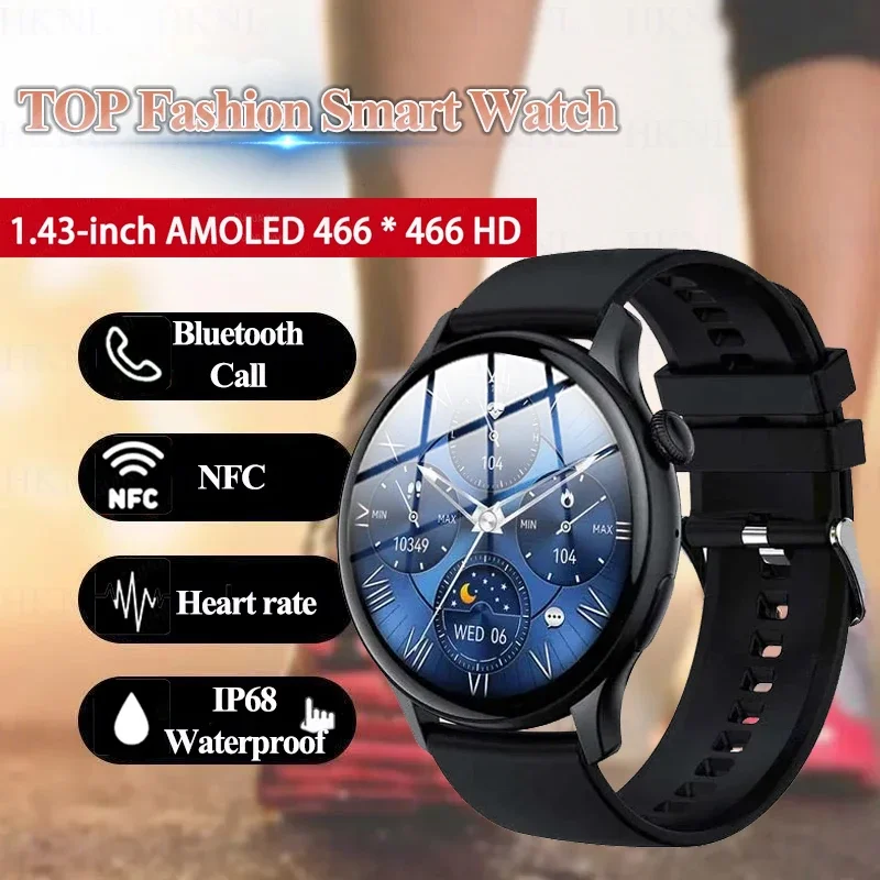 

2025 Smart Watch For Men 360*360 AMOLED HD Screen NFC IP68 Waterproof Heart Rate Health Monitor Smartwatch Men Sport Women Clock