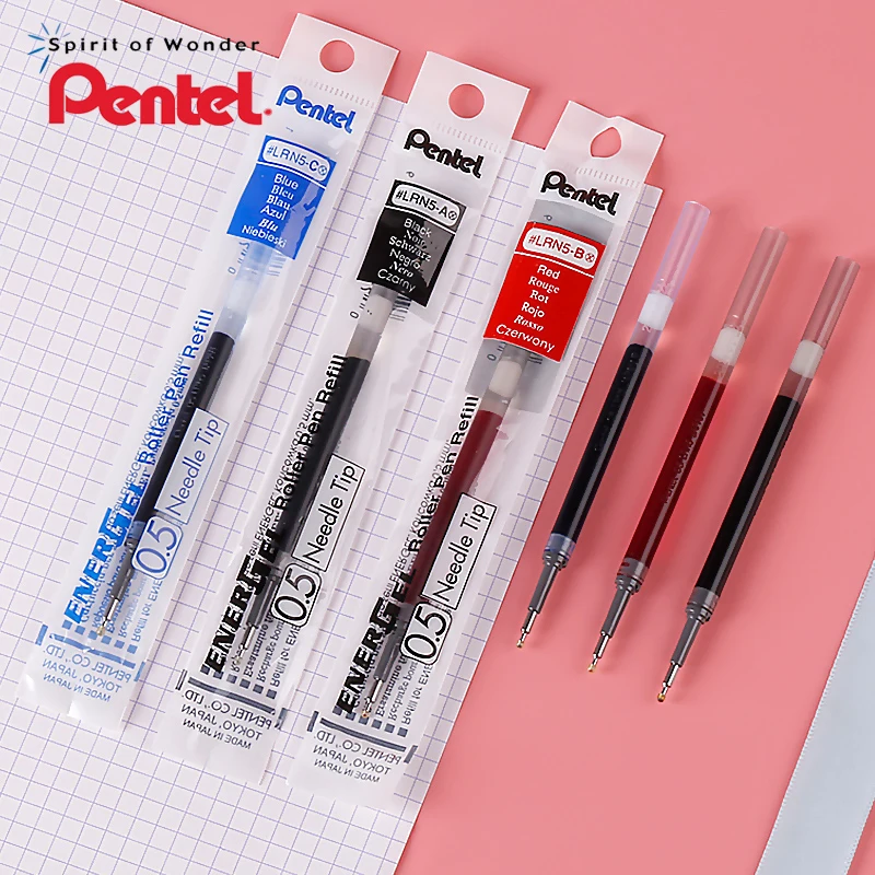 Imagem -02 - Pentel Gel Recargas Materiais de Arte Lrn5 Lrn4 0.5 0.4 mm para Bln75 Bln105 Canetas Gel Acessórios de Escritório Estudante Escola Papelaria Peças