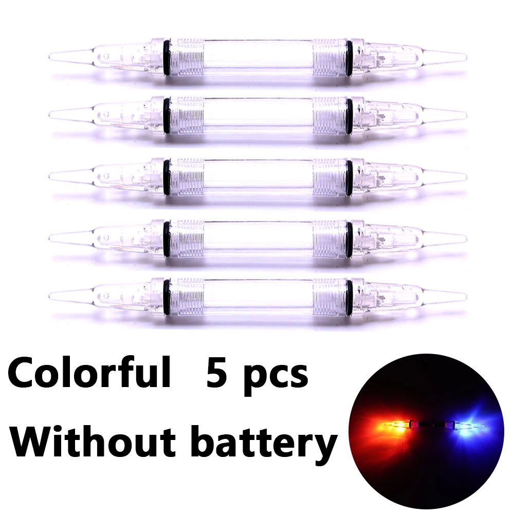 5 قطع من مصابيح الصيد الوامضة ذات نهايةين، وأضواء الصيد تحت الماء، وأضواء الطعم الليلية لصيد القوارب، والمصابيح الخلفية (بدون بطارية)