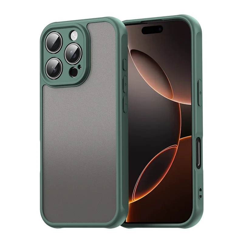 غطاء صلب مضاد للصدمات لهاتف آيفون 16 برو، حافظة صلبة بلوري من مادة البولي يوريثان الحراري لهاتف آيفون 16 برو