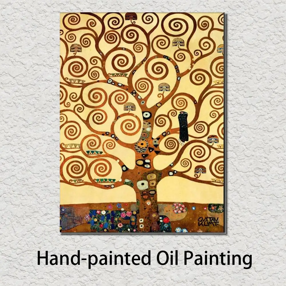 

The Tree of Life Gustav Klimt Gold Paintings Handmade Oil Canvas Reproduction Modern Art Living Room Wall Decor High Quality