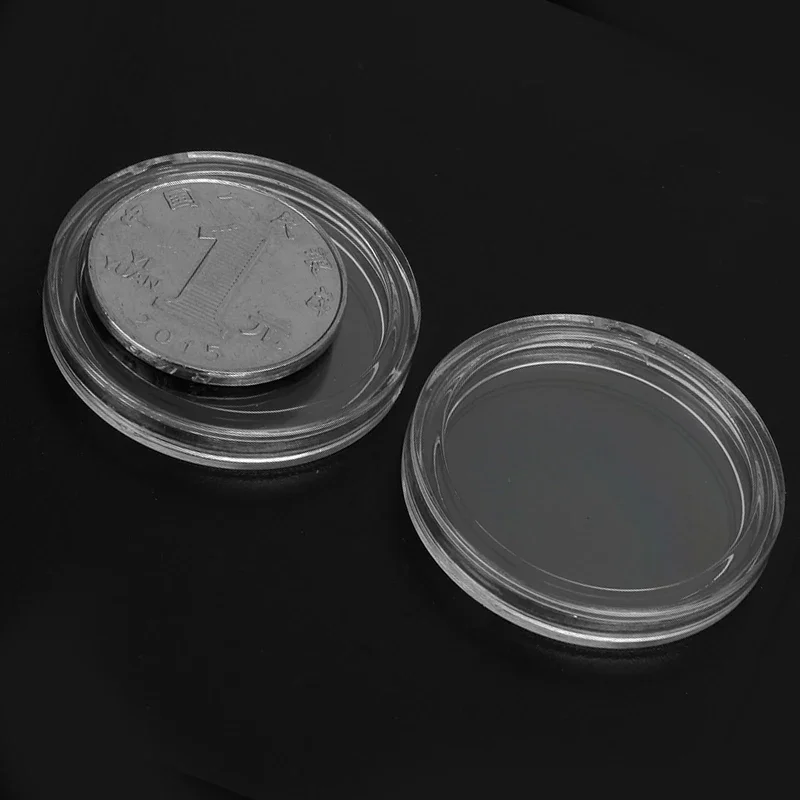 100Pcs 26mm Transparent Coin Cases Holder Collecting Box Case Transparent Round Coin Capsules Holder Collect Storage Container