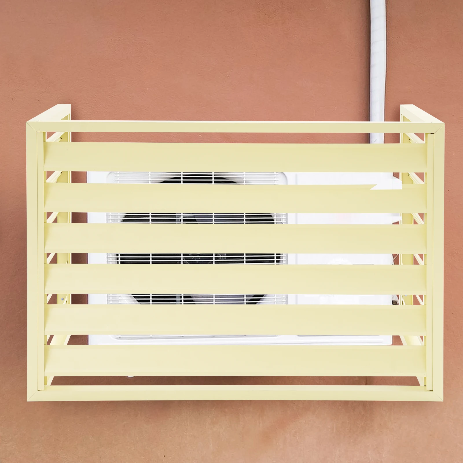 Aluminum Alloy Air Conditioner Cover Fence 1.5P Outdoor AC Unit Privacy Screen Shield Rustproof Ventilated Wall Mount Freestanding Patio Garden Decor Trash Can Enclosure Protector