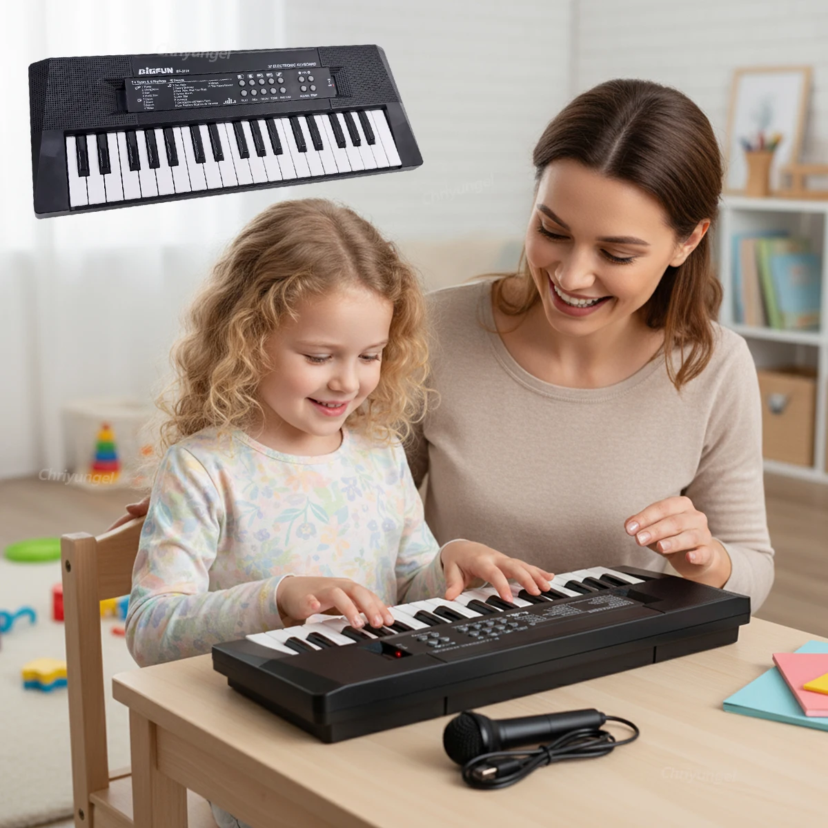 Teclado De Piano Para Niños De 37 Teclas - Juguete Musical Recargable Con Micrófono Y Dos Modos De Juego, Ideal Para Navidad O Cumpleaños