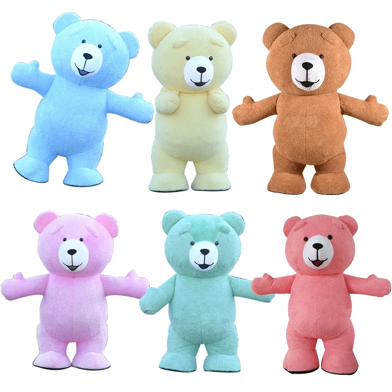 2 Meters Inflatable Bear Mascot Costume Cosplay Teddy Bear Party Game Outfits Carnival Cartoon Character Inflatable Ad Clothing