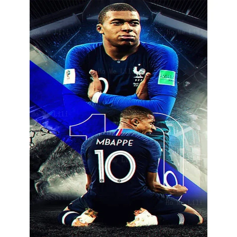 Mbappé-Póster de estrella de atleta, lienzo de jugador de Francia, arte de pared, pintura