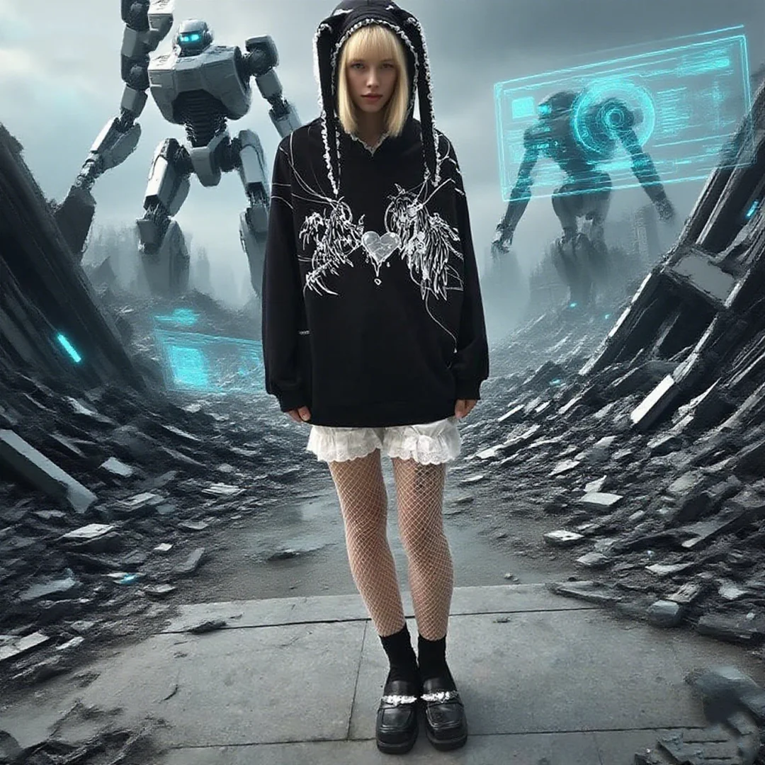 2025 Autumn Street Fashion Letter Inlaid Diamond Pattern Zipper Gothic Y2K Clothing Hoodie Women's Fashion Trend Oversized Casua