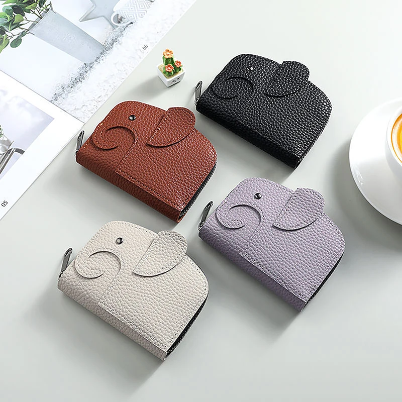 2024 New Japanese Creative Ins Style Cute Little Elephant Zipper Wallet Women's Fresh And Compact Leather Coin Purse Cute Wallet