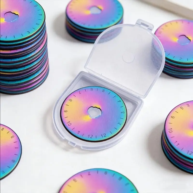 

Pack Of 10 Colorful Colored Rotary Leather Cutter Blade 45mm Diameter With 8mm Hole For Fabric Paper And Vinyls M4YD
