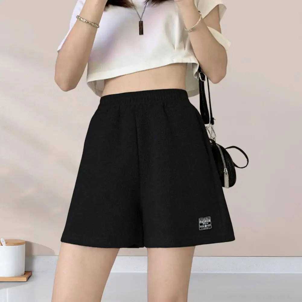 Workout Shorts Soft Ladies Wide Leg Pants No-fading Women Shorts  High Waist Pocket Short Pants Sports Wear