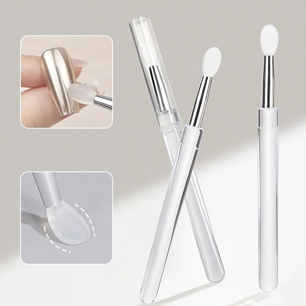 1/2pcs Nail Silicone Brush Nail Magic Mirror Powder Brush Transparent Silicone Pen Can Be Reused Application Nail tools