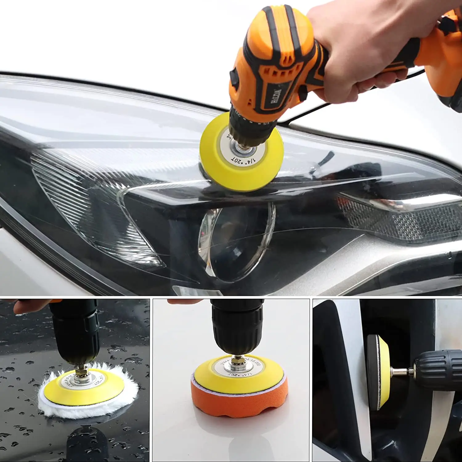 41Pcs Car Headlight Restoration Kit 3 Inch Car Polishing Sanding Discs With 1/4 Inch Shank Backing Pad Scouring Pads Buffing