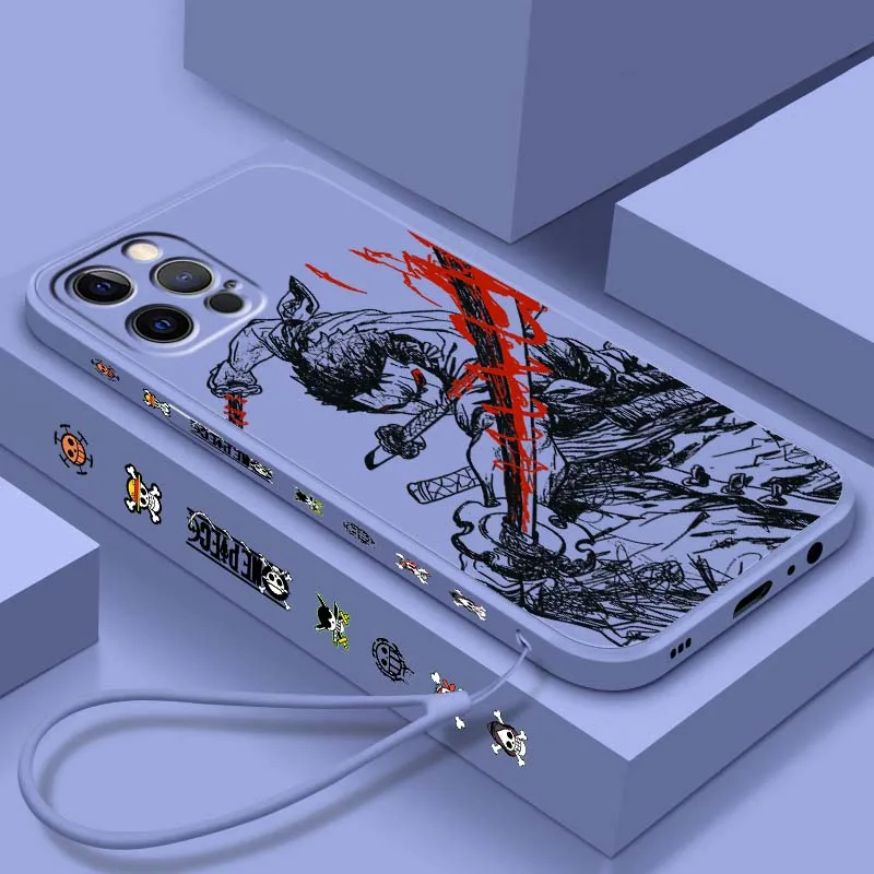 

Comic One Piece Zoro Art For Apple iPhone 17 Air 16 16e 15 14 13 12 11 XS Pro Max Plus Liquid Left Rope Cover Phone Case