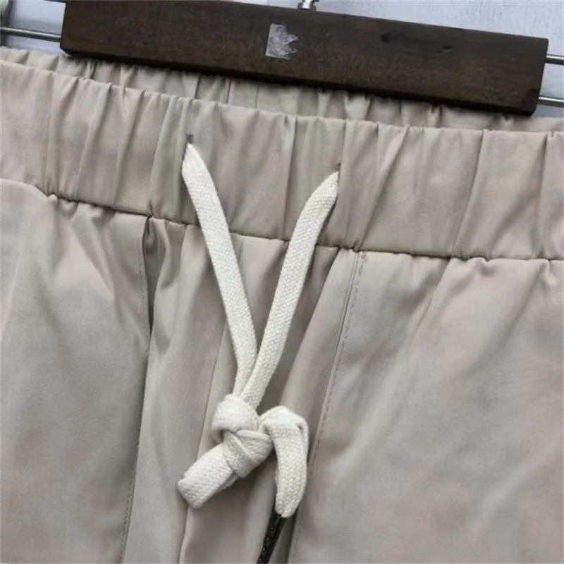 High Street Hip Hop Fashion Black Almond Pocket Casual Pants Drawstring Loose Men Best Quality Straight Leg Pants