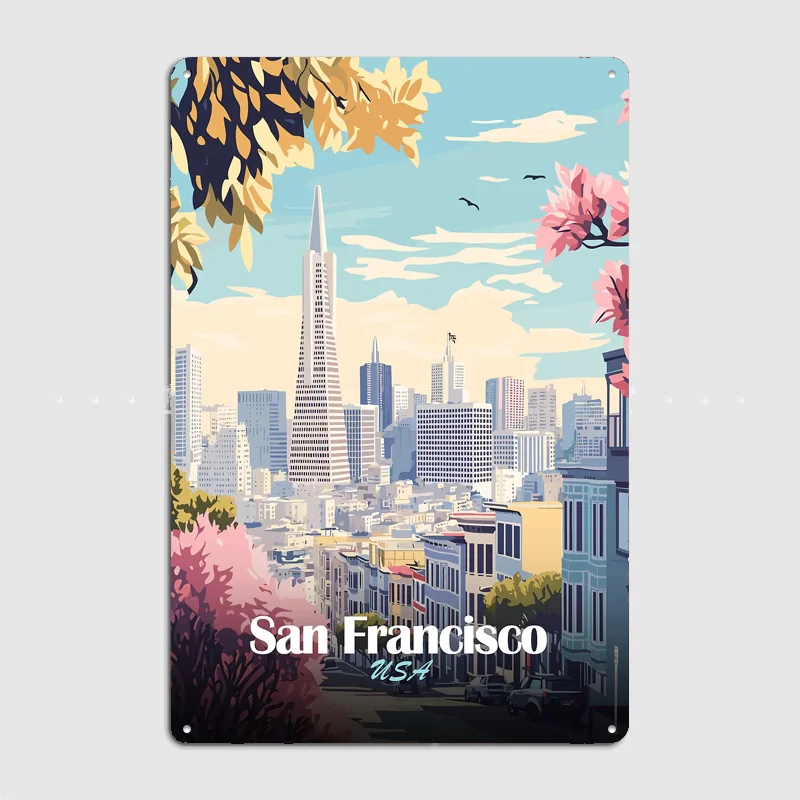 San Francisco City Scenery Poster Metal Sign Room Decor Life Wall Custom Bedroom Indoor Home Wall Decor Posters Room Decoration
