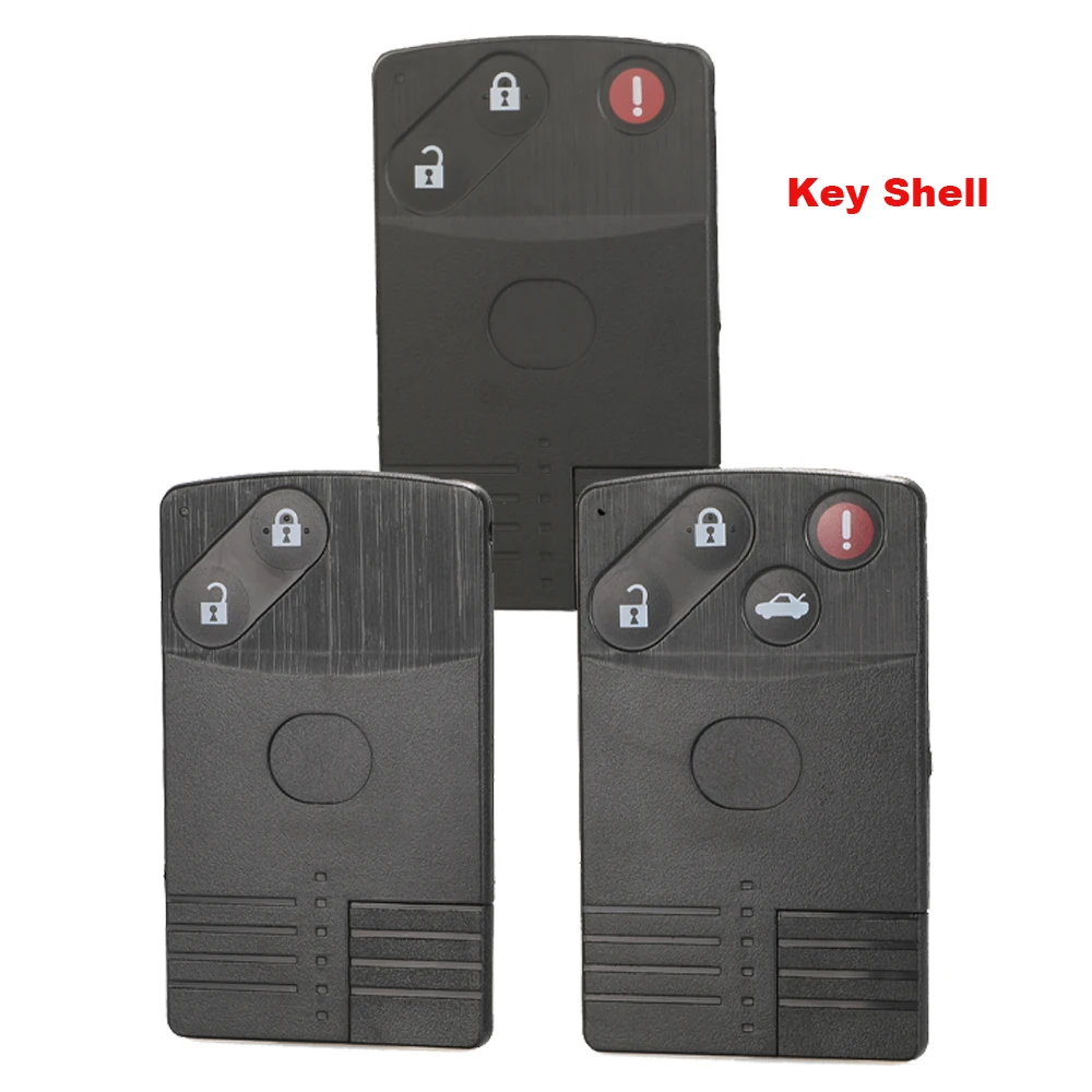 

jingyuqin New Remote Smart Car Key Card Shell For Mazda 5 6 CX-7 CX-9 RX8 Miata MX5 Uncut Blade FOB Case Replacement