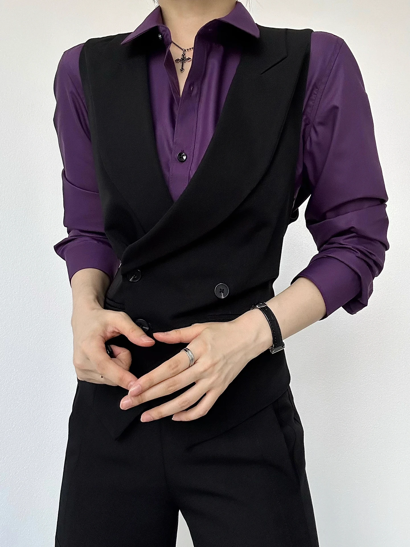 DKJK Purple irt Casual Long Sleeve Autumn Winter Fashionable Teenagers Polyester Blend Straight Cut Neutral Style Shirts Review