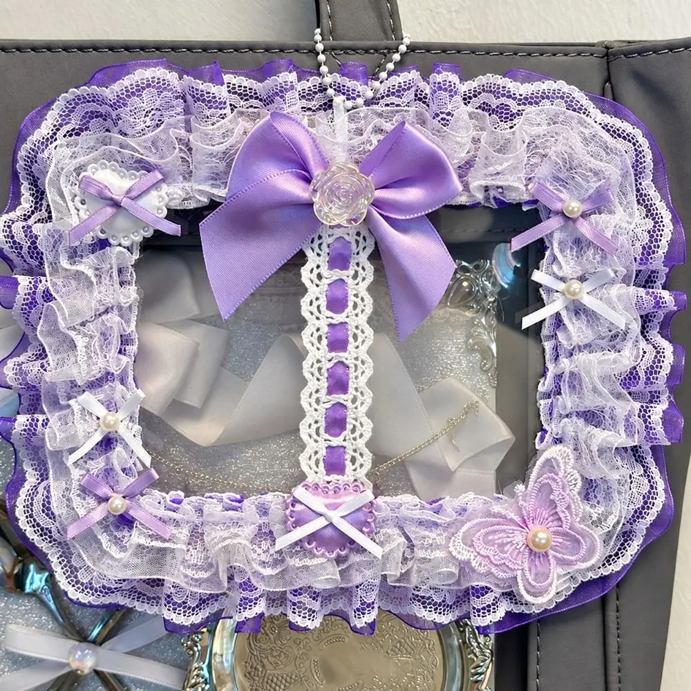 New Double Slot Photocard Holder Ribbon Bow Cute Photocard Case Lolita Style Photo Card Display Holder Bag Supplies