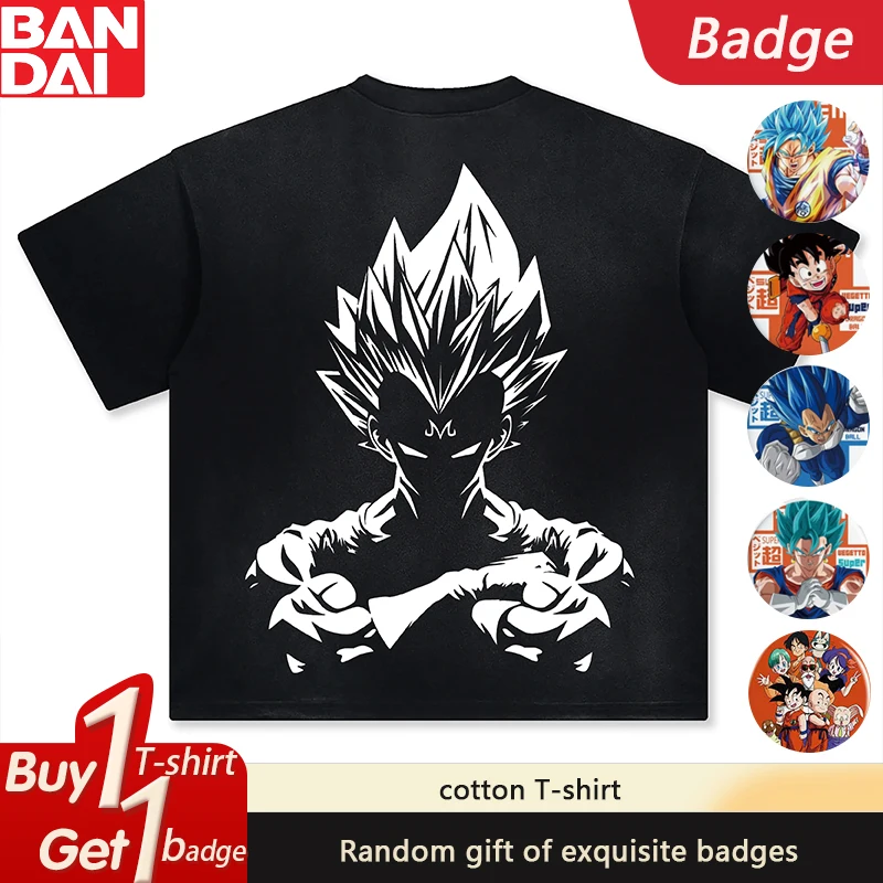 

Dragon Ball GOKU Vegeta Classic Anime Peripheral Short Sleeve Summer Loose Harajuku Men's and Women's Cotton T-Shirt Ins