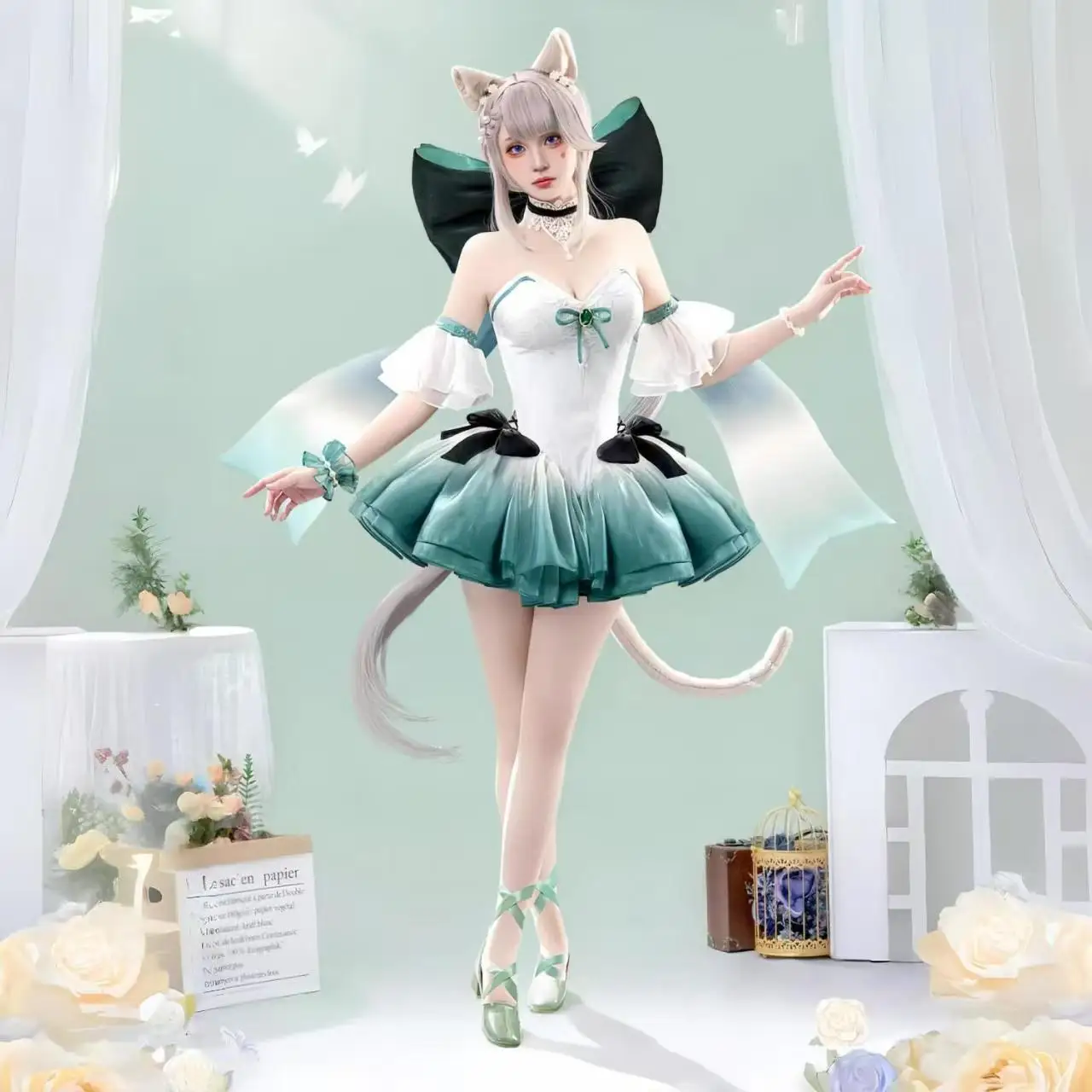 

Genshin Impact Lynette cosplay costume fan-made derivative "Lily of the Valley Waltz" game dress, suitable for Halloween
