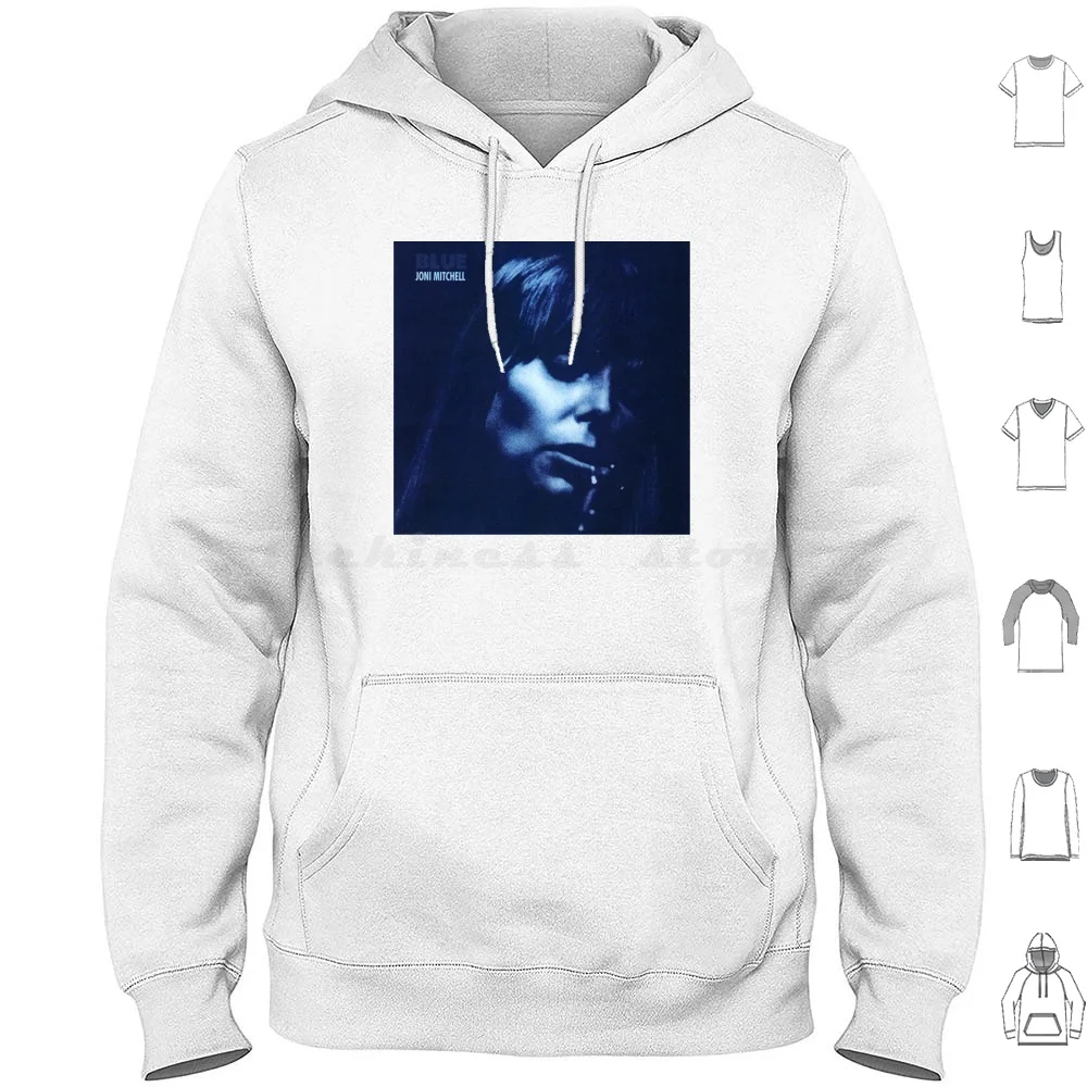 Joni Capa Azul Moletom Com Capuz Algodão Manga Longa Joni Joni Mitchell Azul Joni Mitchell Azul