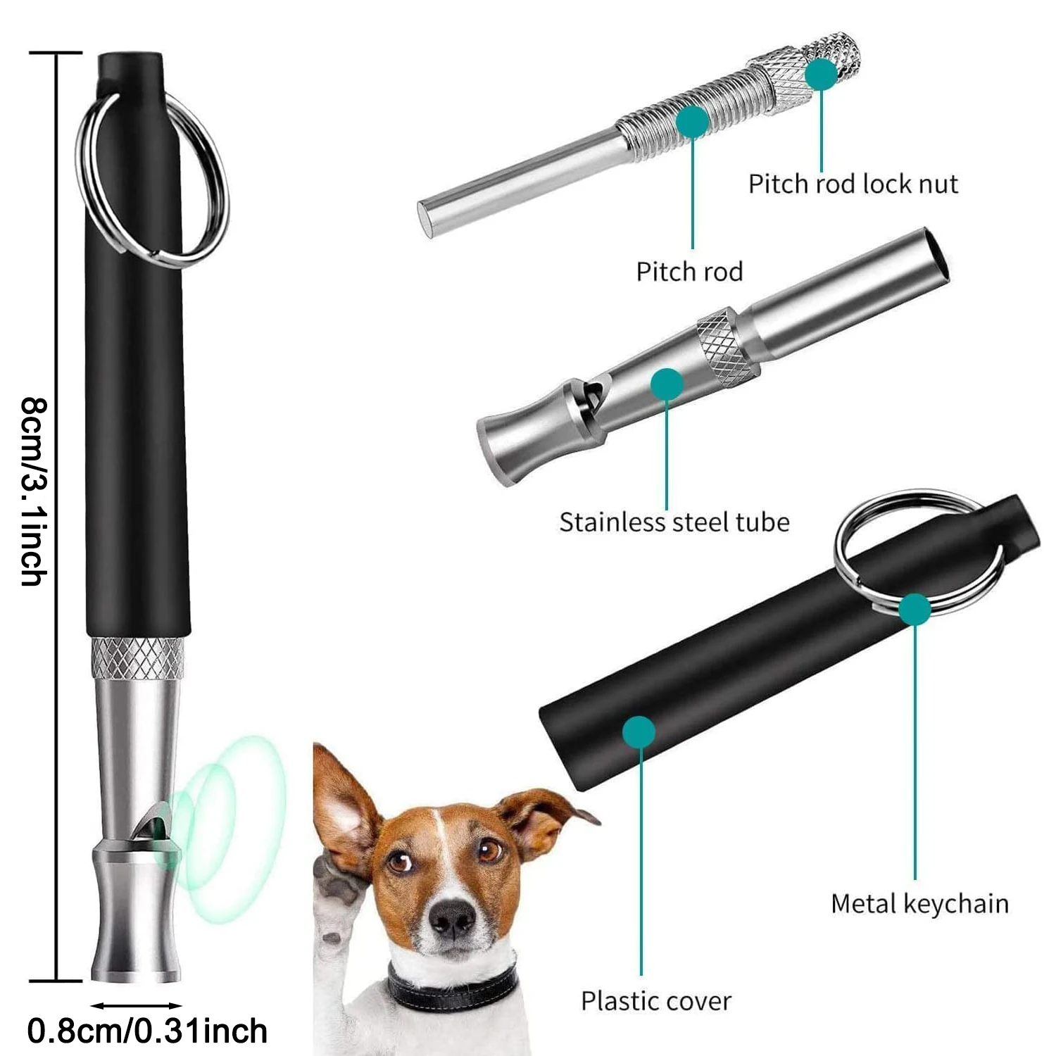 Dog Whistle with Lanyard Adjustable Ultrasonic Silent Dog Whistle Recall Dog Training Whistles to Stop Barking Control Devices