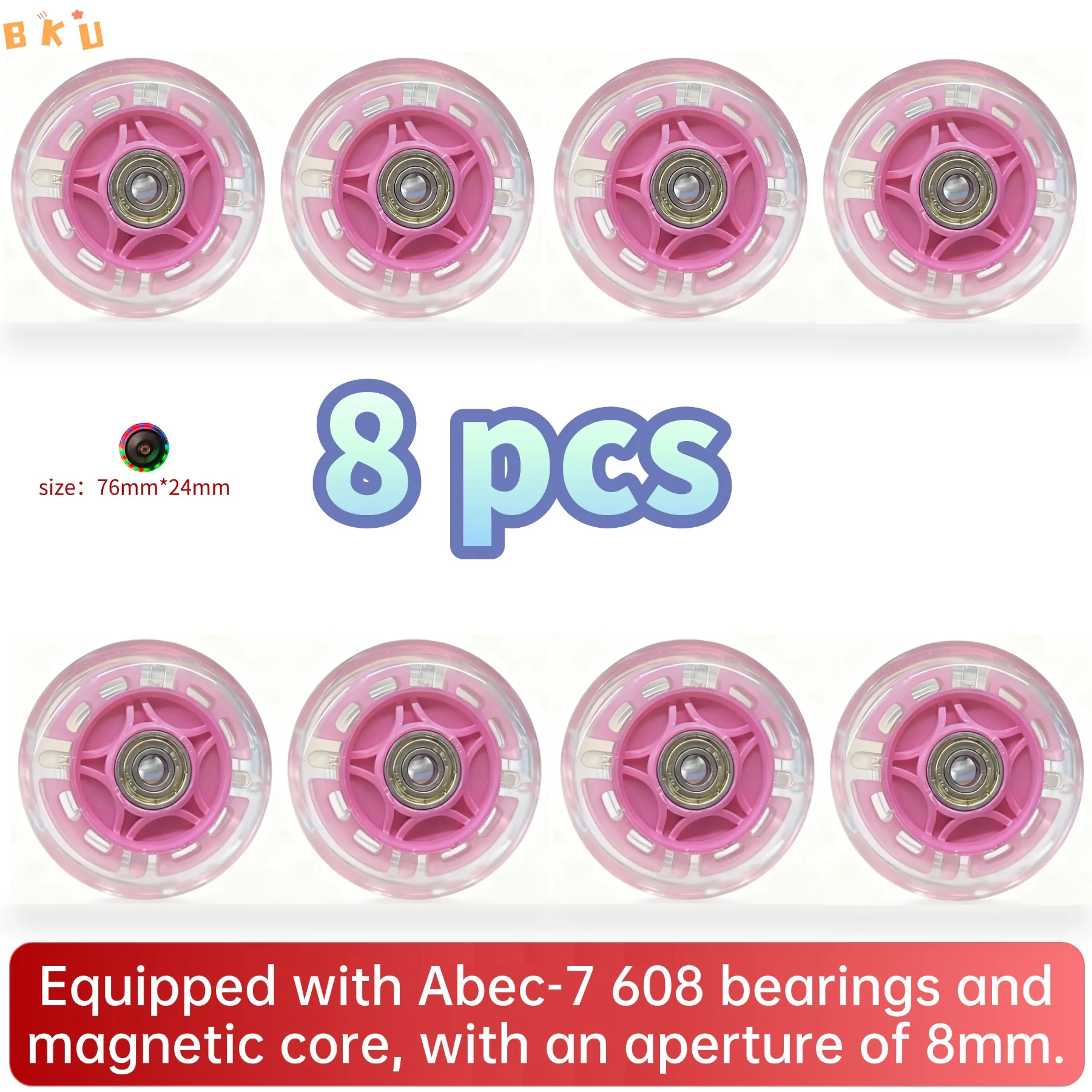 

3 Inch (76mm) LED Glowing PU Wheels（8 Pcs ）: Inline Skates, Scooters, Strollers, Baby Carriages