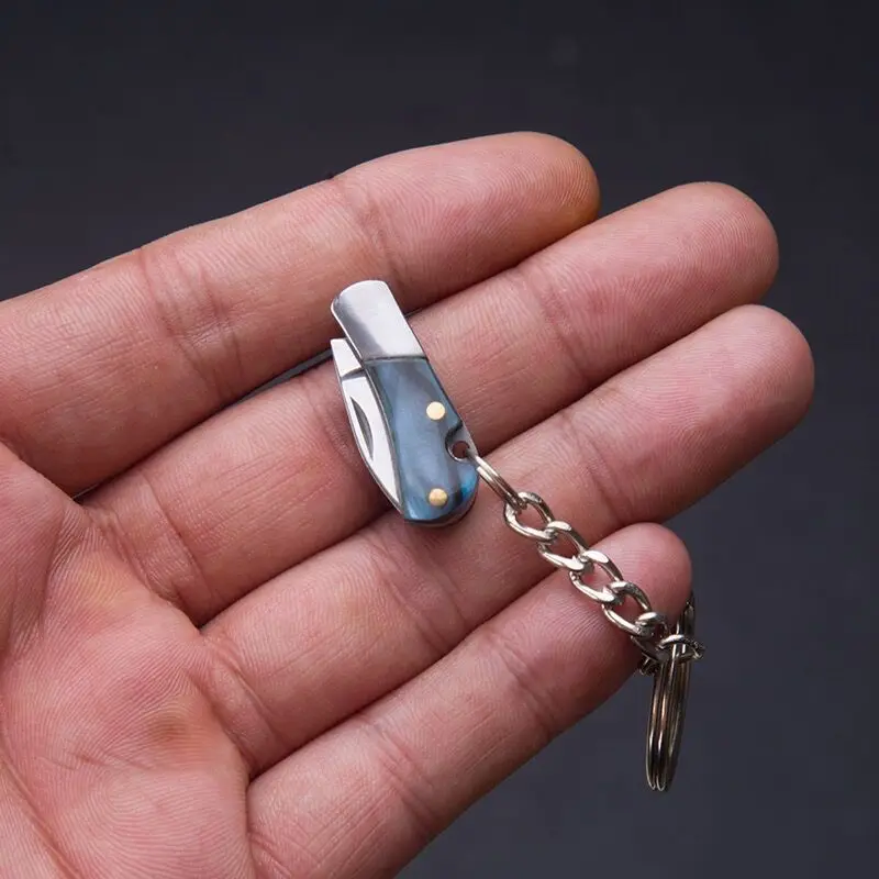 New Mini Fold Knife Keychains Portable Acrylic Small Blade Pendant Key Chains Rings Cute Keyring Outdoor Hanging Camping Knife