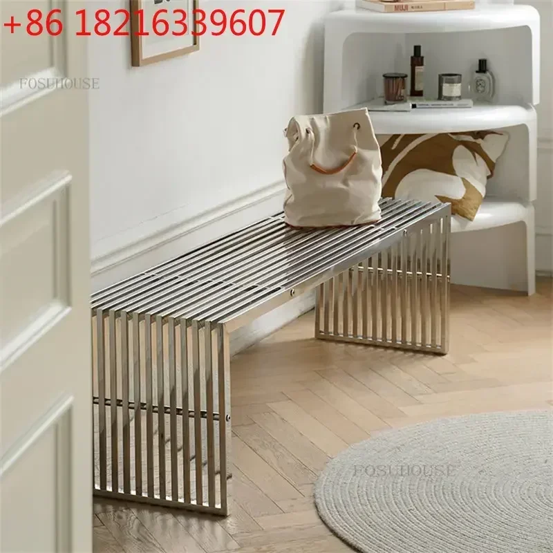 TAO Nordic Stainless Steel Bench Creative Personality Stool Simple Home Leisure Stool Hallway Porch Shoe Changing Stools Ottoman