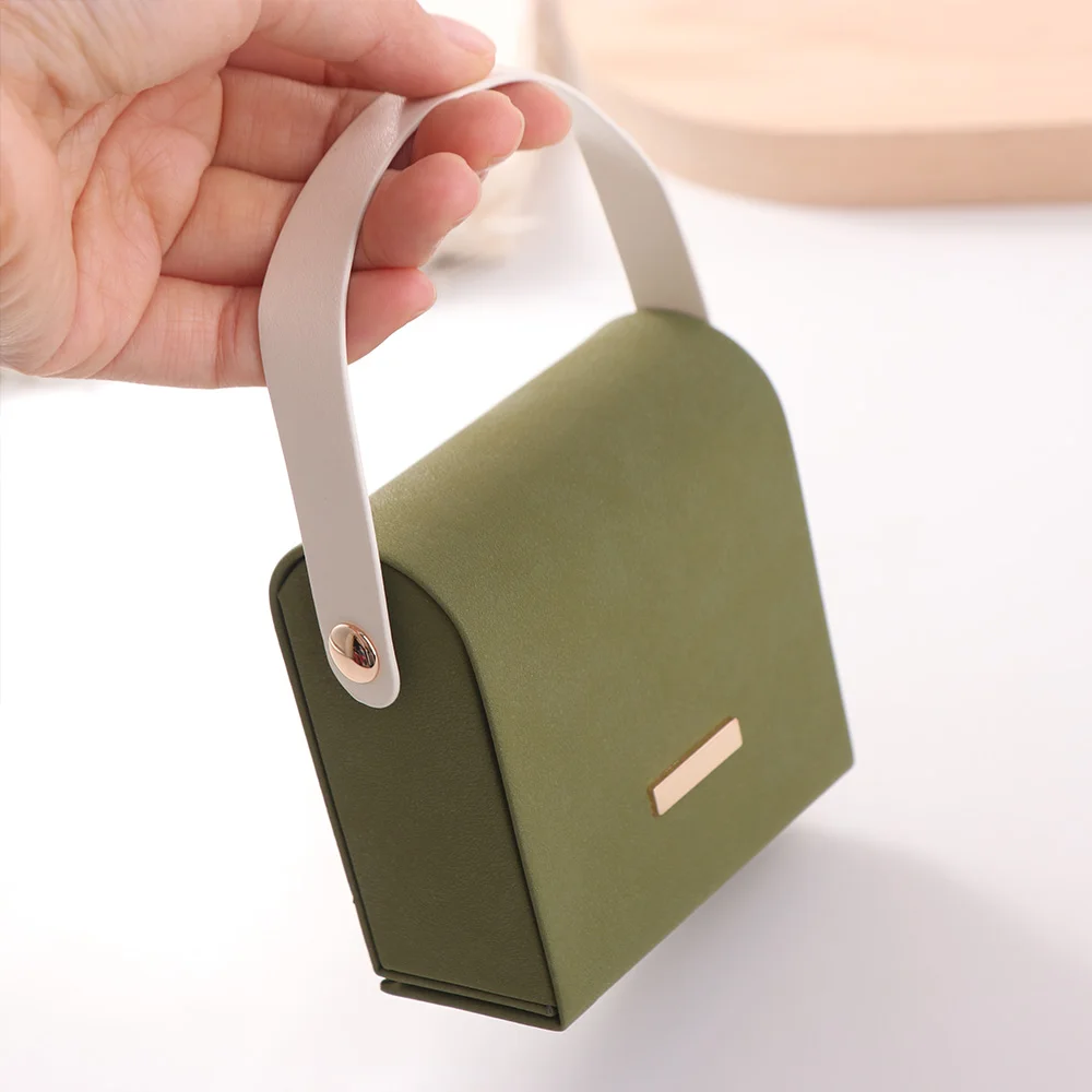 Hand-Held Jewelry Packing Bag PU Leather Handbag Appearance Earrings Storage Case Rings Necklace Organizer Jewelry Display Box