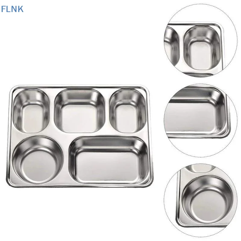 【KC】304 Stainless Steel Compartment Dinner Plates Food Grade Thick Divided Plate for Keto Diet Portion Control Use