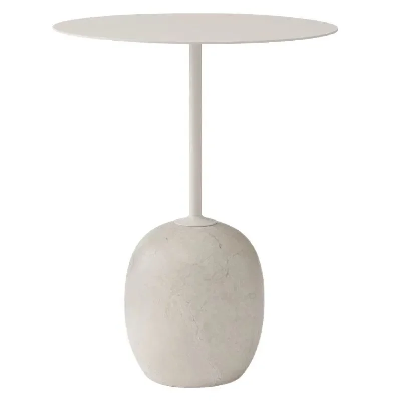 

Minimalist marble soft decoration designer model room bedroom Nordic sofa edge corner few round edge few wrought iron